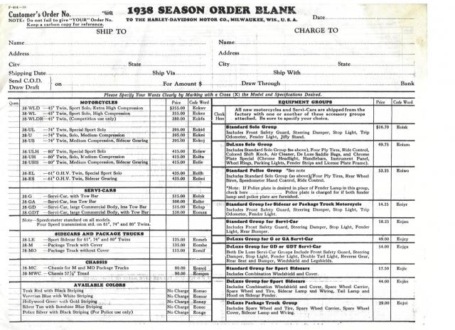 1938 order blank