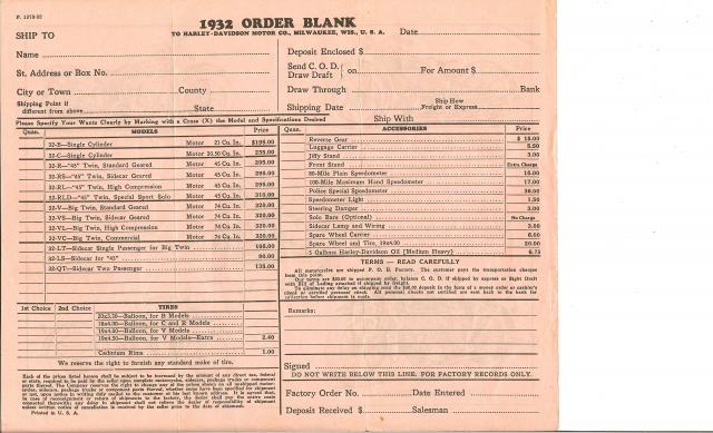 1932 Order Blank